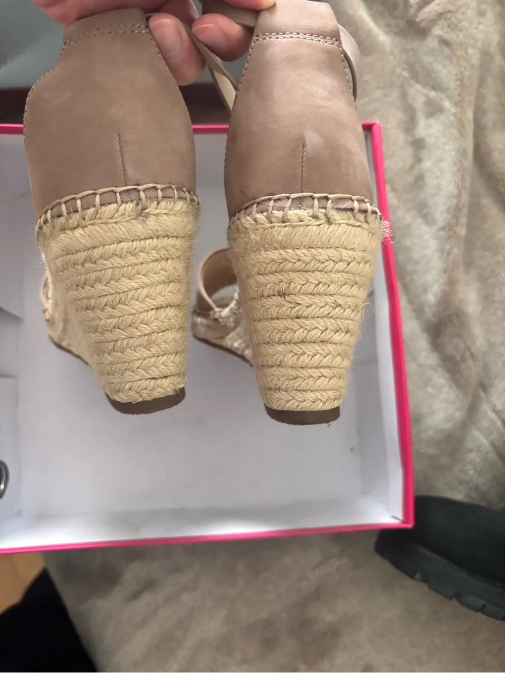 Vince Camuto Tan Espadrille Wedge Sandals with Ankle Strap